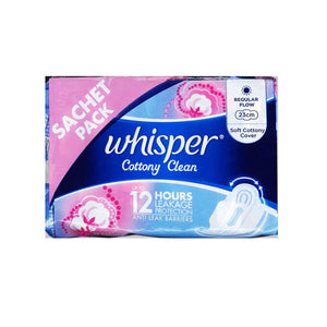 Whisper Cottony Clean Wings Feminine Pads 8s